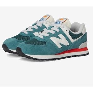 Children Unisex Sneakers New Balance Kids 574 Little Kid Spruce/Blast Red NEW 10